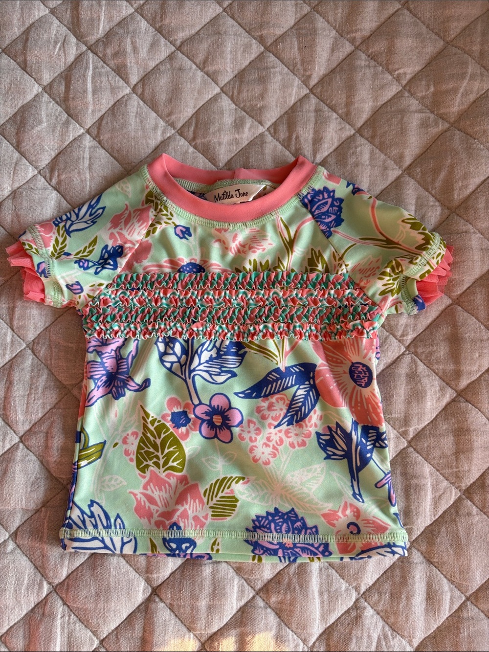 Matilda Jane Coral & Mint Floral Smocked Top